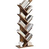 Vasagle Ağa&ccedil; Kitap Rafı, 8 Katlı Ayaklı Kitaplık, Oturma Odası, Ev Ofis i&ccedil;in Ahşap Raflı, Rustik Kahverengi Lbc11Bx