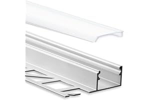 INNOVATE Profilé en aluminium pour carrelage LED - 2 m - Avec Cache – Carrelage – Aluminium pour bandes LED jusqu'à 12 mm de largeur – 2000 mm de longueur (profilé de finition – Couverture satinée/laiteuse).