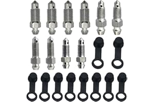 YINGMENGZHIGE 10 Stück Hohlschraube Entlüftungsschraube Set,M7 Schrauben,Kommt Mit 10 Schwarzen Kappen,Mehrere Modelle,Inkl M6/M7/M8/M10/M10x1.25 Bremssattel Für Motorräder Traktoren Und Andere Lokomotivinstrumente