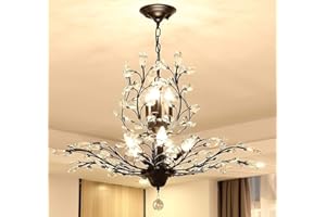 Ganeed Lampadari di cristallo Lampada a sospensione vintage K9 trasparente Apparecchi di illuminazione Plafoniera per soggiorno Camera da letto Ristorante Portico Corridoio Nero 8 luci