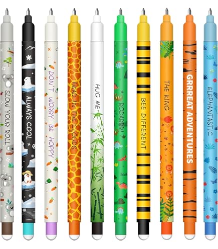 Radierbare Gelstifte Set – 12 Stifte + Capybara-Radierer, Thermo-löschbare Tinte, 0,7 Mm, Tiermotive