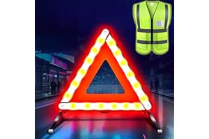 WTZWYFWJ 2 en 1 Kit Triangulos Coche Homologados y Chaleco Reflectante,Kit Emergencia Cochepara Emergencias y Averías,Plegable Triangulos Homologados y Chaleco Reflectante para Emergencias y Averías