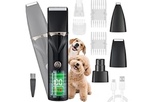 4 en 1 Maquina Cortar Pelo Perros Ninonly Silencioso Cortadora Pelo Perros y Gatos con 4 Cabezales de Corte Multifuncionales para Todo el Cuerpo Máquina Cortar Pelo Negro