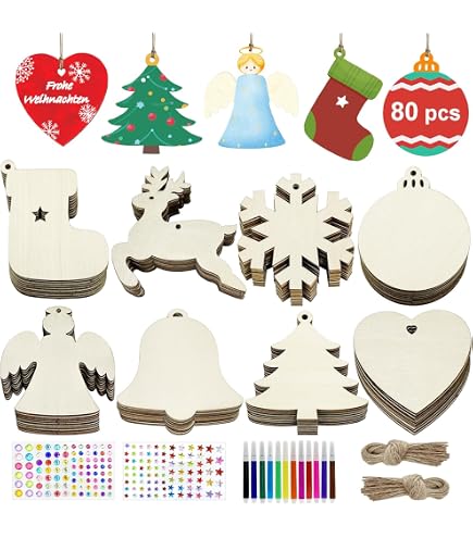 Produktbild von 6 Stück Keramik-Weihnachtsornamente Zum Bemalen, 6, 1 Cm