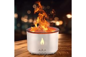 Trsaow Flame Diffuser, Jellyfish and Flame Misting Mode Volcano Humidifier, 360ml Essential Oil Diffuser with Night Light for Home, Yoga, Office, SPA