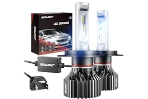 SEALIGHT Ampoule H4/9003/HB2 LED, 80W 14000LM Super Lumineuses,6500K Blanc Froid,Durée de Vie de 5 Ans, IP67, Lot de 2