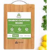 Rusabl Medium Bamboo Wooden Chopping Board, Metal Handl...