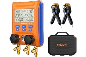 Elitech Manomètres Numériques Réfrigérant Climatisation, Testeur de Pression Température Vide et Fuites, Haute Précision pour Pompe à Chaleur Réfrigération HVAC Gauge LMG-10