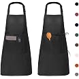 Grembiule Da Cameriera Unisex 2 Pezzi - Regolabile Con Tasche, Impermeabile In Poliestere Per Cucina, Bar E Ristorante (Nero) - 2