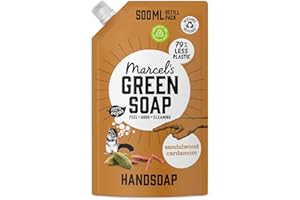 ‎MARCEL'S GREEN SOAP Marcel's Green Soap - Handseife Nachfüllpack Sandelholz & Kardamom - Flüssigseife Spender Nachfüllpack - Umweltfreundlich - Vegan - 97% Biologisch abbaubar - 500 ml
