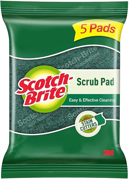 Scotch-Brite Scrub Pad (Pack of 5)|Green Scrubber for Everyday Kitchen Use