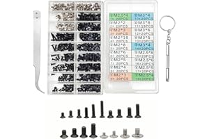 BIKASUN Juego de tornillos surtidos, M2 M2.5 M3, tornillos para ordenador, HDD M.2 SSD tornillos para reparación universal de ordenador portátil, PC, PC, PC, PC, placa base, tornillos, espaciadores 355 Piezas