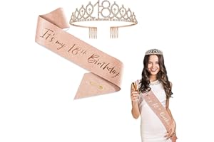Fizzix 18th Birthday Tiara and Sash Set for Women – Rose Gold Crown & Sash for Girls, Elegant 18th Birthday Accessories Gift for Her