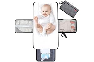 Lekebaby Fasciatoio Portatile Neonato – Fasciatoio Neonato Portatile Impermeabile e Imbottito per Viaggi e Outdoor, Fasciatoio da Viaggio Pratico con 3 Tasche, Comodo e Lavabile, Regali Neonato