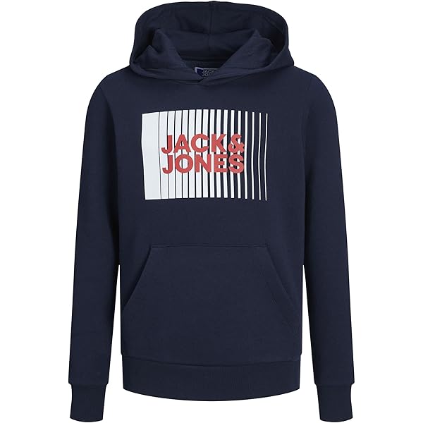 Sudaderas Jack Jones Hombre JACK&JONES JUNIOR JORFREDERIKSBERG Margate Sweat HO BF JNR Sudadera Con Capucha, Black/Fit:Loose, 128 Para Niños Sudadera Jack Jones Hombre