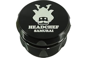 Headchef Samurai Metal Herb Grinder with Sifter Scraper – 4 Piece Grinder, 55mm (Black)