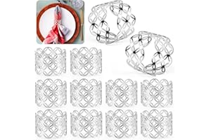 DTYGUIXE 12 PCS Rond de Serviette de Table Rond de Serviette Noël Rond de Serviette de Table Personnalisé Anneau de Serviette de Noël Boucle de Serviette de Table Rond de Serviette de Table Argent