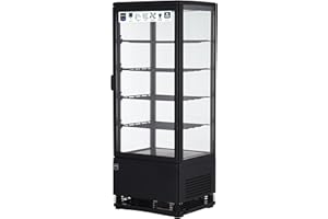 METRO Professional Vetrina refrigerata GGC2098B, 42,8 x 38,6 x 111 cm, 98 L, 4 ripiani regolabili, illuminazione a LED, nero