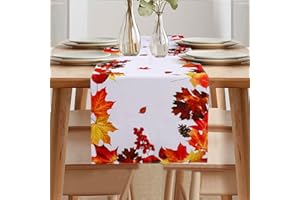 ARVOV Herbst Tischläufer, Herbstlicher Läufer, Ahornblatt Läufer, Tischläufer Ahornblatt Leinenoptik, Tischdecke Modern, Tischläufer Blumen, Tischläufer Dekoration, Tischläufer für Drinnen und Draußen