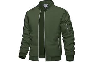TACVASEN Veste Homme Mi Saison Imperméable Bombers Homme Coupe Vent avec Plusieurs Poches