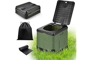 VIRIECH Toilette Portable Camping, Toilette Pliable avec Couvercle et Sacs, Pliable Pot de Voiture Pliant WC Camping pour Sorties, Pique-niques, Pêche