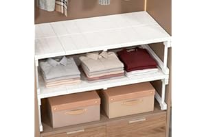 bechoanigel Verstellbare Regale für Schrank, Erweiterbares Einlegeböden Schrankregal, 24cm Weit Einlegeböden für Schränke, Kleiderschrank, Schrank, Küche, Badezimmer, Verstellbare Länge 27-38cm