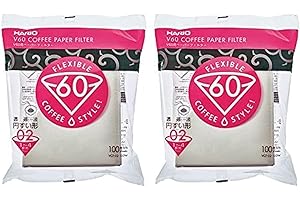 Hario V60 Papier-Kaffeefilter, Einweg-Kegelfilter, Größe 02, weiß, 100 Stück, 2 Stück