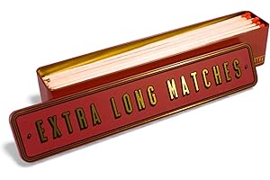 TINIT Extra Long Matches Tin | Storage Box Match Firelighter Gift Storage Funky Unique Present Birthday Christmas Home Birthday Housewarming Kitchen Decor | Extra Long Matches (Gold on Burgundy)