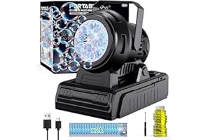 Panamalar Machine à Bulles Angle Ajustable, Souffleur de Bulles Automatique 10 Grands Trous pour Enfants 20000+ Bulles avec Solution/Lumières, Jouet à Bulles Portable pour Extérieur Fête Mariage-Noir