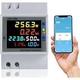BOSYTRO Wifi Energy Meter, Single Phase Energy Meter, 6 in 1 Digital Energy Meter AC40~300V 100A Voltmeter Ammeter Din Rail,