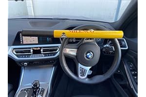 Milenco High Security Yellow Car Steering Wheel Lock Design Sold Secure Gold Approved Car Van Anti Theft High Visibility Metal Wheel Lock with 4Tress Non Slip Car Dash Mat (4T-ML-0499)