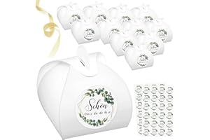 WENTSENT 48 Stück Geschenkboxen Eukalyptus Schön Das Du Da Bist Geschenkschachtel Klein, Gastgeschenke Deko für Hochzeit, Babypartys, Taufe, Kommunion, Konfirmation Tischdeko Karton für Süßigkeiten