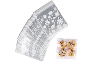 TAKUZA 100 Stück Cellophantüten Klein, Selbstklebend, Plastiktüten, Zellophantüten, Tütchen, Bonbons Tüten, Weihnachten Kekstüten für Süßigkeiten Kekse Schokolade