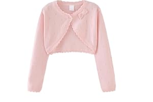Proumhang Bolero Shrug Strickjacke für Mädchen Langärmelige Baumwollstrickpullover EIN-Knopf-Schal Jacke Sweatshirt Mäntel Chlidren Kleid Cover Up Für 3-10 Jahre