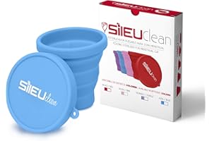 Sileu Esterilizador Plegable de Silicona con Tapa Reutilizable para Esterilizar la Copa Menstrual en el Microondas - Color Azul