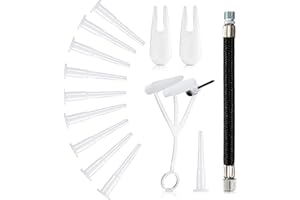 SKYLETY 16 Übungsball Stecker Ersatzsatz mit Nadel, Düse, Verlängerungsschlauch, Übungsball Luftstopper Stecker für Yoga Ball Fußball Basketball Fußball Volleyball Gummiboot Ballon Schwimmen Schlauchboote