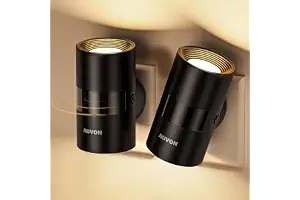 AUVON Lámpara de Noche Enchufable con Sensores de movimiento y crepuscular | lluminación Superior e Inferior, Innovadora Rotación de 90° Luminosidad Ajustable, para Dormitorio, Pasillo, Cocina