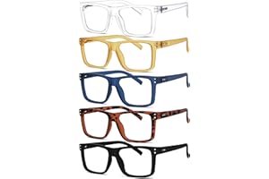 Eyekepper Zestaw 5 par okularów do czytania dla kobiet i mężczyzn z dużymi kwadratowymi szkłami i zawiasami sprężynowymi