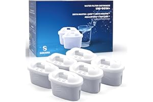 SOKANA Filtro Acqua Adatti per Caraffa Filtrante Brita Maxtra Plus Maxtra+ Marella Elemaris XL Aquaphor Brocca Acqua Filtrante, TÜV SÜD Certificata, 6 Pezzi