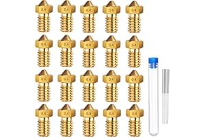 MEAFENG Buse d'imprimante 3D Tête d'impression d'extrudeuse de buse en laiton de 0,4 mm pour imprimante 3D à filament E3D V5-V6 de 1,75 mm avec 5 aiguilles et boîte de rangement en métal (20 pièces)