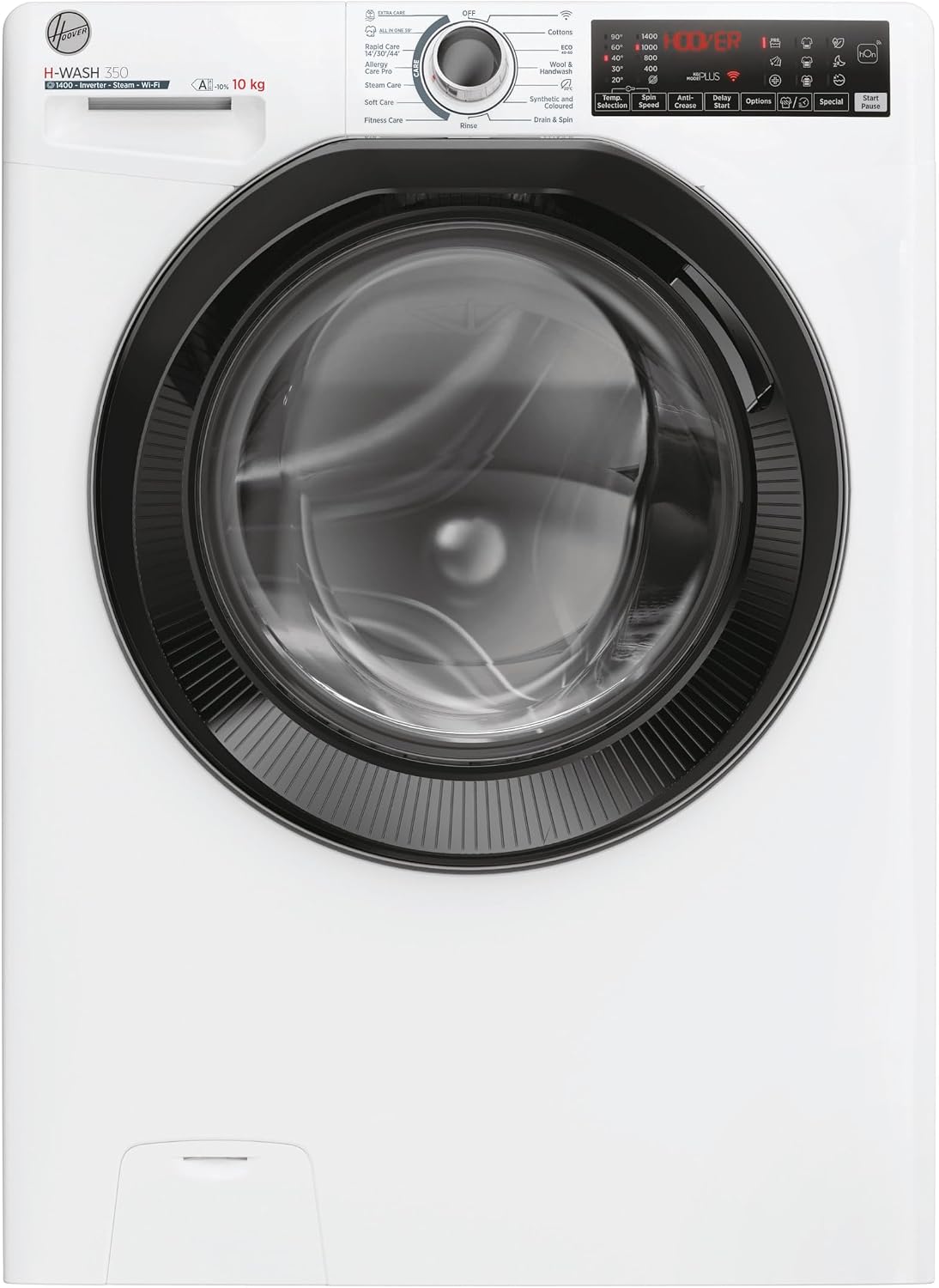Hoover H-WASH 350 10kg Freestanding Washing Machine, 1400 RPM, A Rated, ECO-Power Inverter Motor, hOn App, 60 Programmes, Eco Doser, Power Care System, White, 60x58x85 cm - H3WPS4106TMB6-80