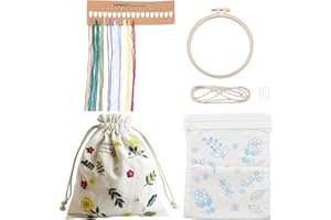 WADORN Kit de bordado de bolsa de lona blanca para bricolaje, kit de punto de cruz con patrón e instrucciones (idioma español no garantizado), kit de inicio de bolsa de costura de punto de aguja