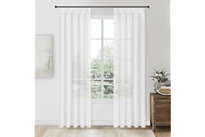 Topfinel Cortinas 140x215 Blancas 2 Piezas para Salon visillos Bohemia translucidas para riel Cortina Moderno para dormitorios de Playa y la casa de Rustica