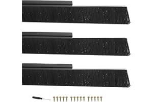 PATIKIL Door Brush Sweeps 3.54" Bristles x 39.37" Long, 3 Sets H-Shape Aluminum Alloy Holder Brush Sweep for Bottom of Door Seal Garage Weather Stripping, Black/Black