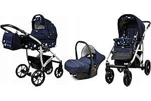 BabyLux® Carrito de Bebé Sistema de Viaje Set 3 en 1 - Largo - incl. Capazo, Silla de Paseo, Silla Coche - Cochecito - con Bolso cambiador, Cubierta para la lluvia, Mosquitera etc.
