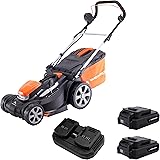 Yard Force 20V Cordless Lawnmower with 2 x 2.5Ah Battery, 34cm Cutting Width, 25-75 mm Variable Cutting Height Adjustment, 35