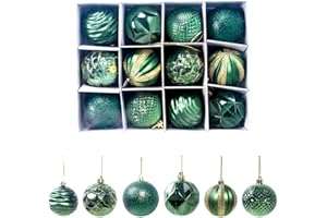 HGGZEG 12pcs Christmas Tree Baubles, Christmas Balls Decoration Christmas Tree Pendants Gifts (Green)
