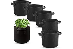 Nothers GZjiyu 6 STK Pflanzsack, Vliesstoff Pflanzbeutel mit Griff für Pflanzen Kartoffeln Tomaten Gemüse Bohnen Erdbeeren Zucchini Auberginen Blumen(2 Gallonen)