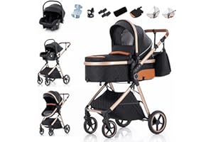Zkiprm Passeggino 3 in 1 - passeggino neonati con Seggiolino Auto - Passeggino Pieghevole - Maniglia Regolabile in Altezza | Copripioggia | Sacco Piedi | Tappetino Rinfrescante | Portabibite,0-3 Anni