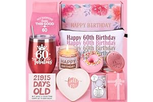 TUDOU 60th Birthday Gifts for Women, Happy 60th Birthday Hamper for Her, 60 Year Old Lady Gifts, Birth-Day Pamper Box for Mum Grandma Best Friend Sister Turning 60, Personalised 60 th Birthdays Present